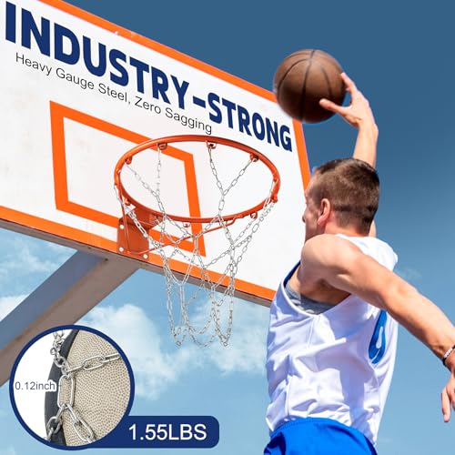 Heavy Duty 21-Inch Galvanized Steel Basketball Chain Net Replacement - All-Weather Indoor/Outdoor