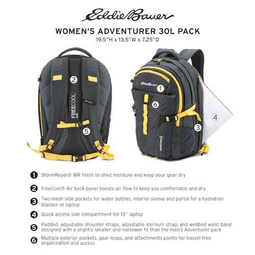 Eddie Bauer Adventurer Backpack with Organization Compartments and Hydration/Laptop Compatible Sleeve, Women's Adventurer - Dark Plum, 30L