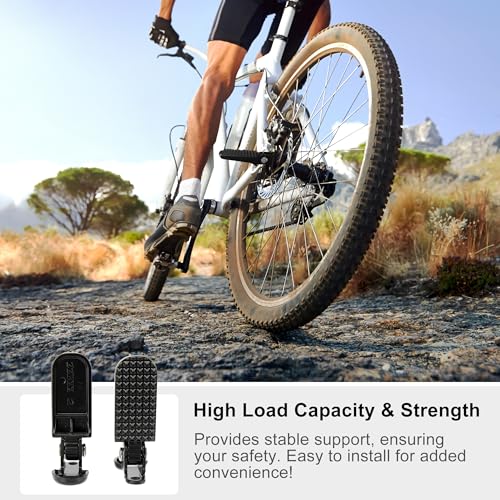 Bike Rear Pedals Set - Aluminium Alloy Folding Pegs for Mountain & E-Bikes - Black & Silver