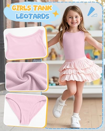 3 Pack Toddler Girls Dance Leotards - Comfortable & Stretchy Cotton