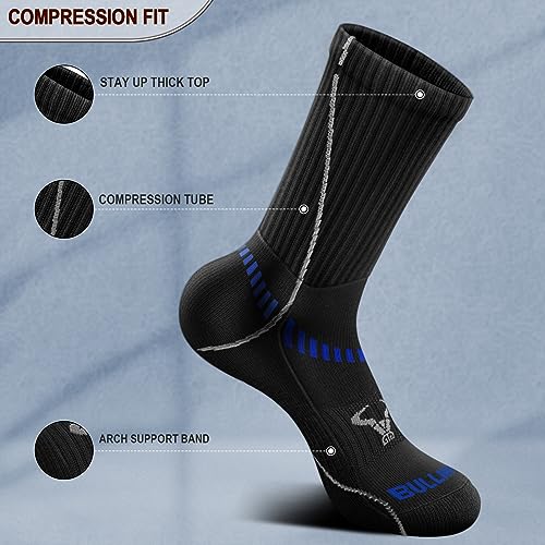 Men's Athletic Compression Crew Socks - 6 Pack for Running & Gym