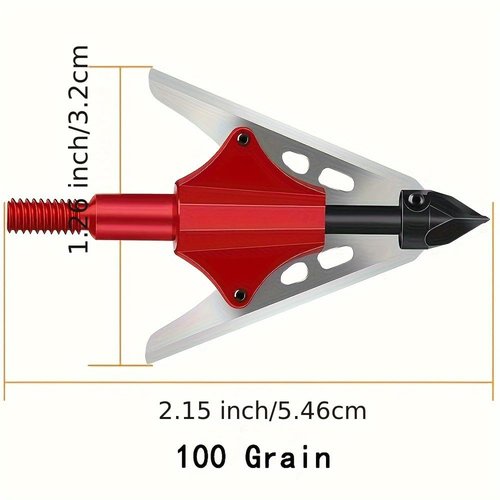 XITORAS 100 /125Grain Hunting Broadheads - Arrow Tips Compatible with Crossbow, Recurve Bow, and Compound Bow - Archery Broadheads (100 Grain, Red)