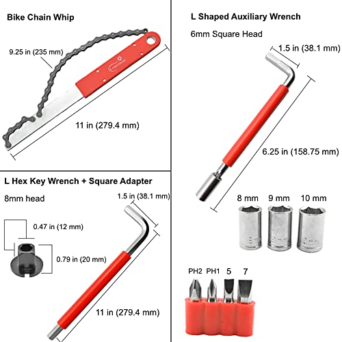 Red Bicycle Repair Tool Kit 42-Piece Mountain & Road Bike Maintenance Set