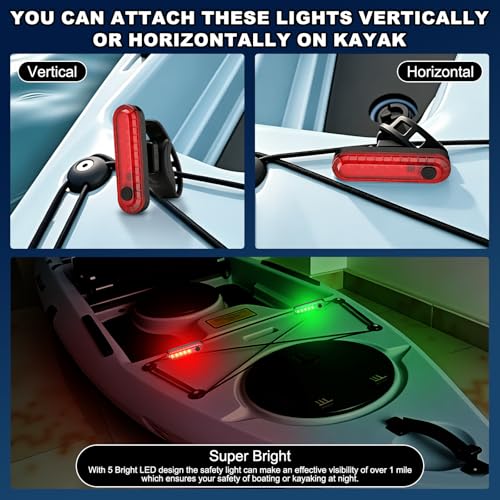 Rechargeable Kayak Navigation Lights - Red, White, Green, 28 Pack