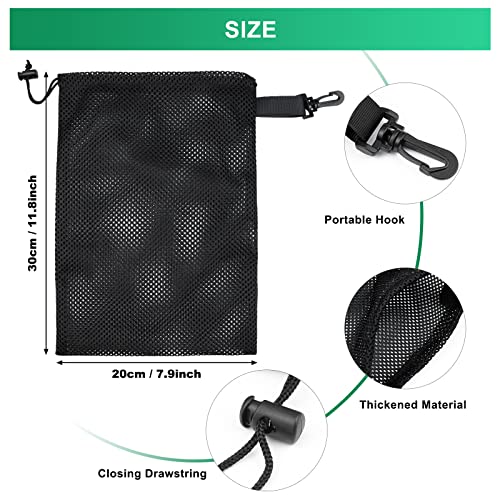 10 Pack Mesh Drawstring Bags with Clips - Portable Nylon Storage for Outdoor & Sports (7.9x11.8in)