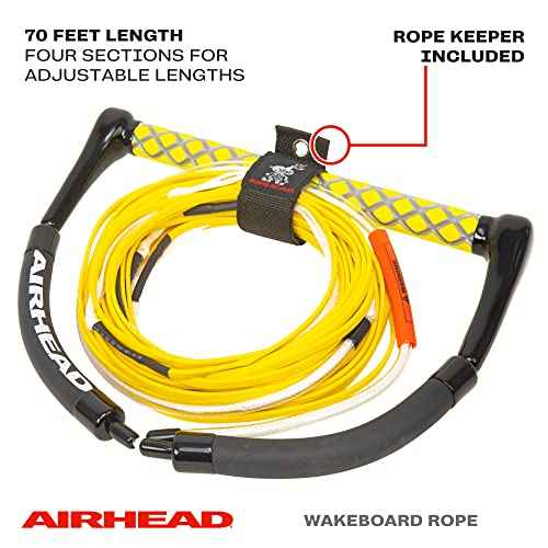 AIRHEAD Dyneema Flat Line Wakeboard Rope, 4 Sections, 70-Feet, Multiple Colors Available