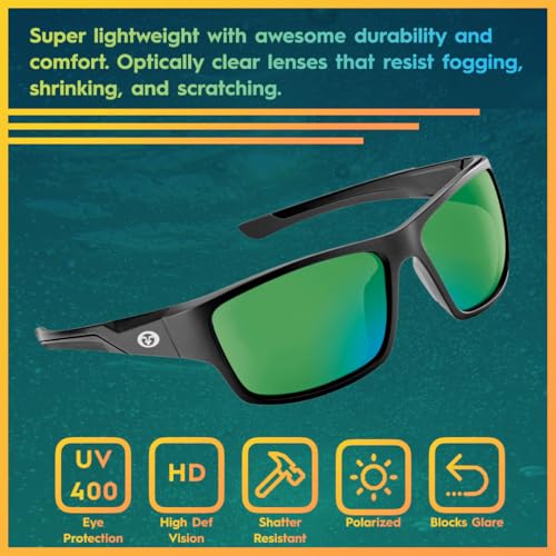 Flying Fisherman Polarized Sunglasses Men Women Amber Green Mirror Lens Outdoor Fishing