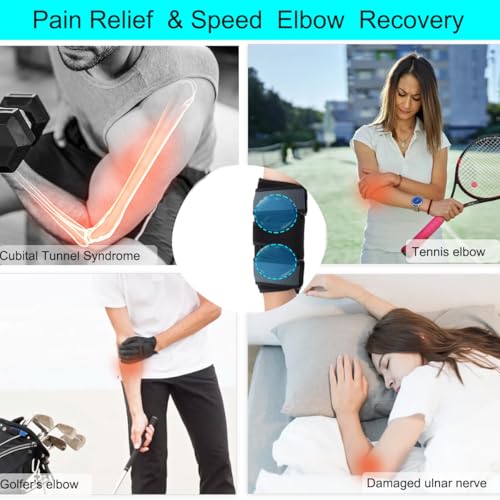 Elbow Support Brace with Ice Packs for Nerve & Tendon Pain Relief, Adjustable Night Splint