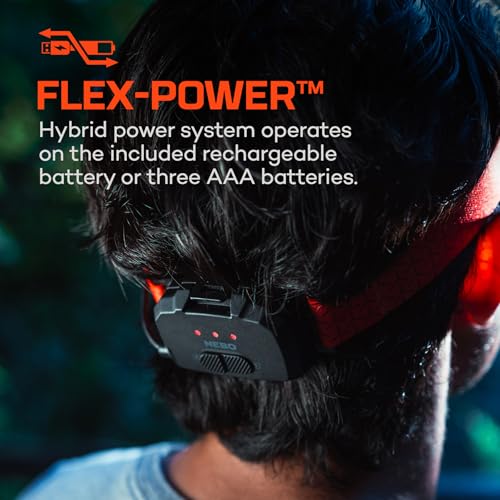 NEBO CurvBeam 600 Flex Headlamp - Rechargeable 600 Lumens, Hands-Free Motion Sensor