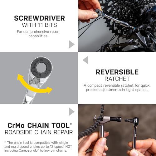 Topeak Ratchet Rocket Lite NTX+ Bike Repair Tool Kit ? 19 Function Compact Multitool with Adjustable Torque TorqBit (2?6 Nm), Allen & Torx Bits, Phillips Driver, Chain Tool, Magnetic Bit Holder & Case