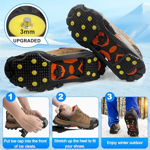 Ice Snow Cleats for Shoes and Boots - X-Large 10-13.5 Men / 11.5-14 Women Traction Grips