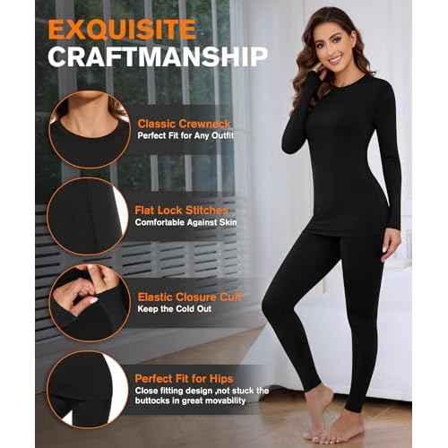 BESTENA Thermal Underwear for Women Base Layer Cold Weather Thermal Set Long Johns Women Thermal Set