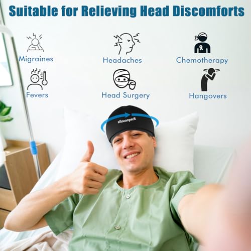 Black Cold Cap for Chemotherapy & Migraine Relief - Standard Fit