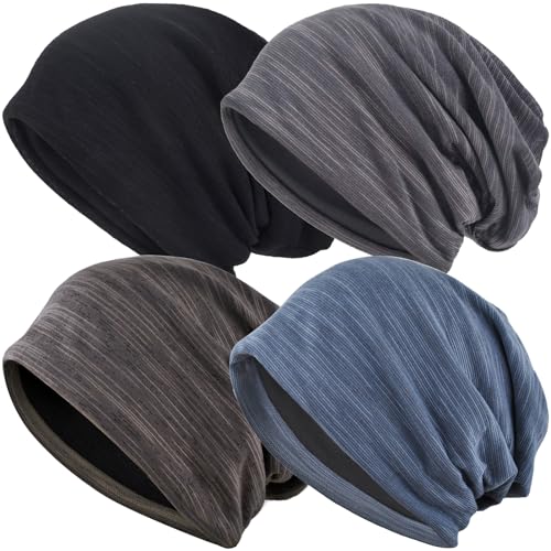 EINSKEY 4-Pack Multicolor Cotton Slouchy Beanie for Men Women - Summer UV Sun Protection