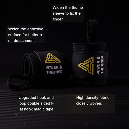 Bench Wrist Wraps - 100% Polyester Wrist Wraps Gym & Weightlifting | Adjustable Stabilizer with Thumb Loop | One Size Fits Most (Men/Women)