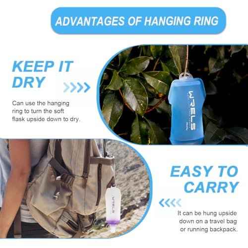 200ml/350ml/500ml Collapsible Soft Flask,BPA Free Folding Soft Water Bottle with Hanging Ring,Lightweight TPU Hydration Flask for Running Marathon Cycling Hiking(350ml-2 Packs)