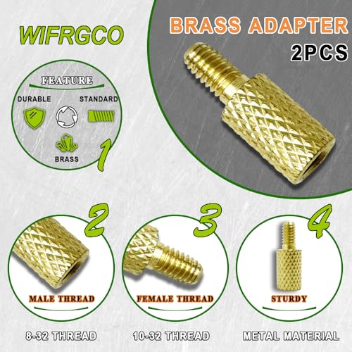 Brass Thread Adapters Set 5-40 to 8-32, 8-32 to 5/16-27 & 10-32 - 2 Each Type, 6 Pieces with Storage Case - Compatible with Gun Cleaning Tools