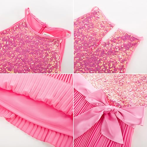 GRACE KARIN Girls Sequin Dress Christmas Party Dance Formal Birthday Fancy Sparkly Halter Chiffon Dresses Size 5-14