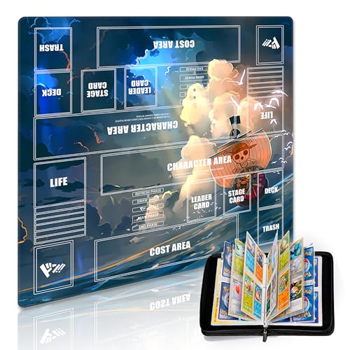 One Piece Card Game Playmat for Two Players 24x24 Inches with 4-Pocket Binder Set - Variation 3