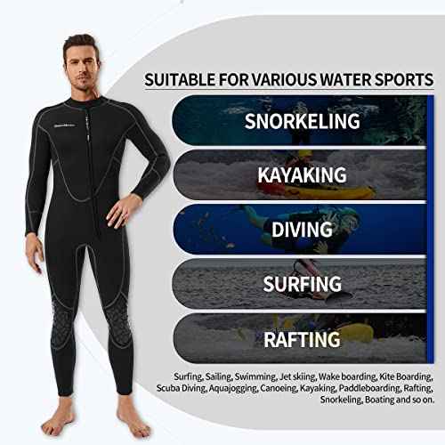Seaskin Mens 3mm Shorty Wetsuit Womens, Full Body Diving Suit Front Zip Wetsuit for Diving Snorkeling Kayaking Swimming