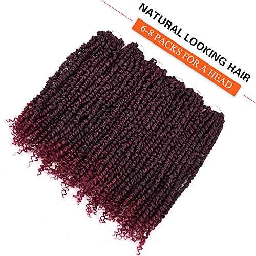 Passion Twist Crochet Hair 18inch 6packs Pre-Twisted Synthetic Long Curls 12 Roots Braiding Hair Extensions For Women (18 inch, TBUG)