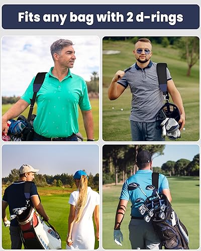 Golf Bag Strap Single Padded Shoulder Strap Adjustable Thick Pad Black & Blue