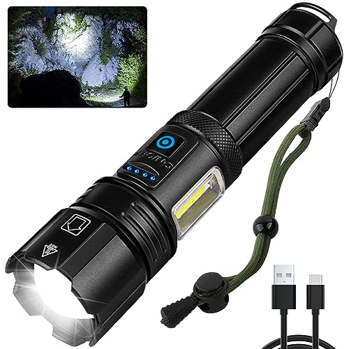 High Lumens Rechargeable LED Flashlight 90,000 Lumens Waterproof Outdoor Light