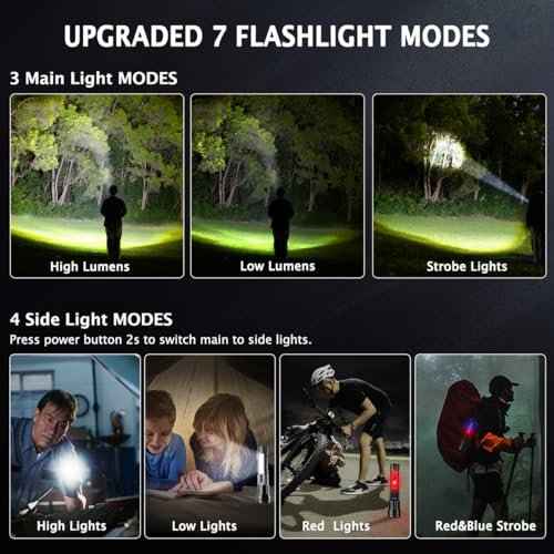 1Pack Flashlight Rechargeable, Rechargeable Flashlights High Lumens L9000, Super Bright Flashlight Powerful, Tactical Flashlights High Lumens, LED Flash Light High Powered for Home Emergencies Camping