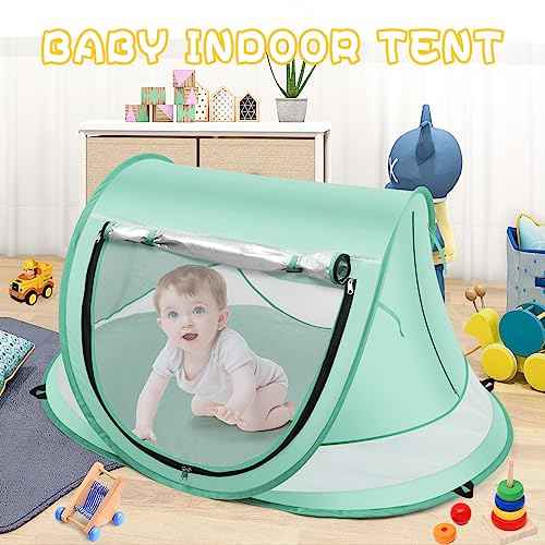 Baby Beach Tent,Large Pop Up Beach Tent Sun Shade for Beach,Portable Baby Travel Tent with Mosquito Net,Indoor Baby Play Tent,UPF 50+ UV Protection Sun Shelters for Infants