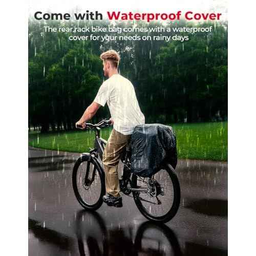 KEMIMOTO Bike Bag 40L EVA Hard Shell, Upgraded Ebike Rear Rack Bag with Waterproof Cover, Bicycle Trunk with Multi-layer Insulation for Commuter Travel Outdoor
