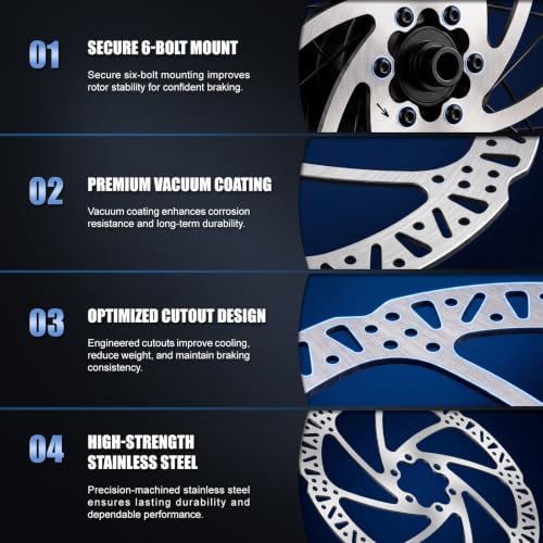 ELVANO 180mm Bike Disc Brake Rotor with 6 Bolts - 1 Piece