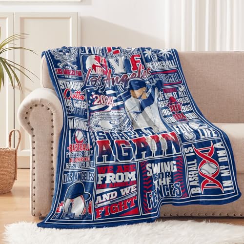 Los Angeles Blanket, Baseball Gifts for Men Women, Baseball Blankets for Adults, Baseball Gear Accessories Stuff 60"x50" Blankets and Throws for Birthday Game Day.