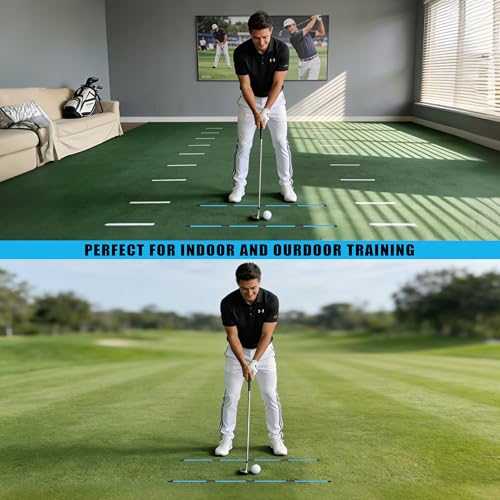 Foldable Golf Alignment Sticks 40 Inch - 4 Pack for Swing & Posture Training Blue