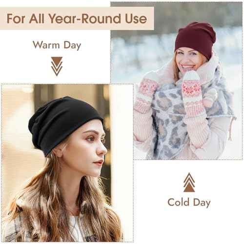 BEVTEE Cotton Slouchy Beanie for Men 4 Packs, Hip-Hop Soft Hats for Women, Skull Caps Lightweight for Winter, Gift, Fashion