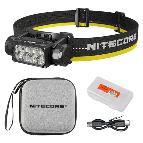 Nitecore HC65 UHE Headlamp, 2000 Lumen Max Heavy Duty Metal, USB-C Rechargeable with White, Red, and Reading Lights for Camping, Hiking, Hunting, and Industrial Works with LumenTac Organizer (Black)