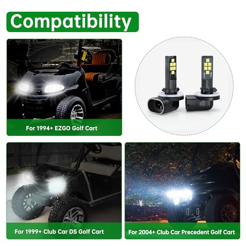 12V Golf Cart Headlight Bulb Pack of 2 for EZGO, Club Car 1999+ & Precedent 2004+