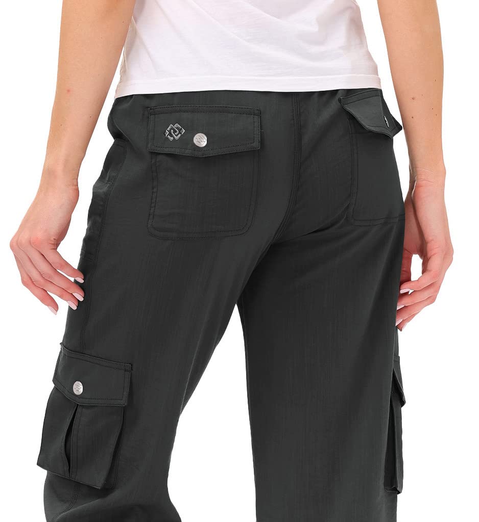 MoFiz Womens Capris with Pockets Loose Fit Casual Capri Pants Dressy Lightweight Ladies Baggy Cargo Pants for Hiking Dark Grey XL
