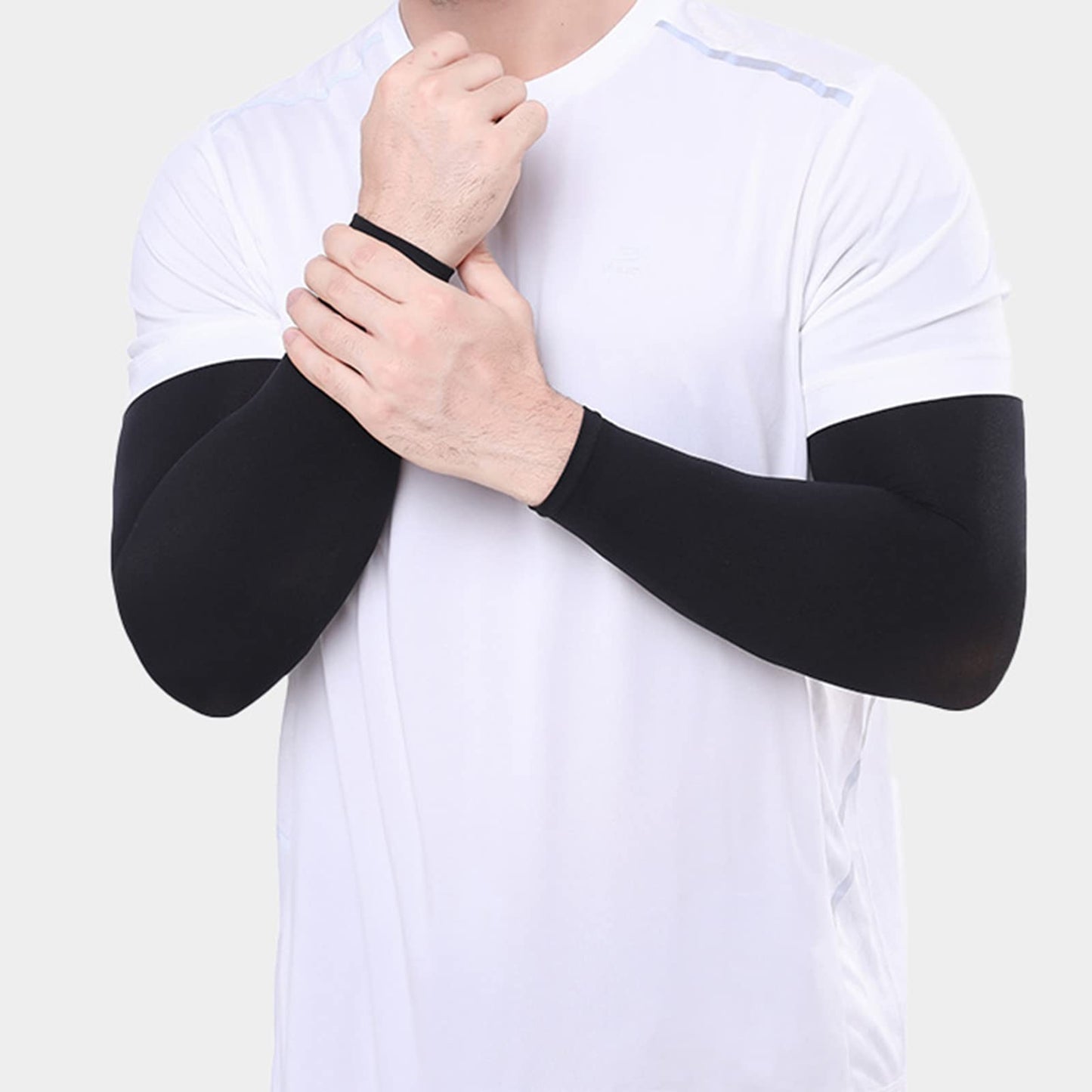 Atneato UV Protection Cooling Arm Sleeves - Arm Warmers Sun Protective Tattoo Sleeves for Men Women (2 Pairs Red)