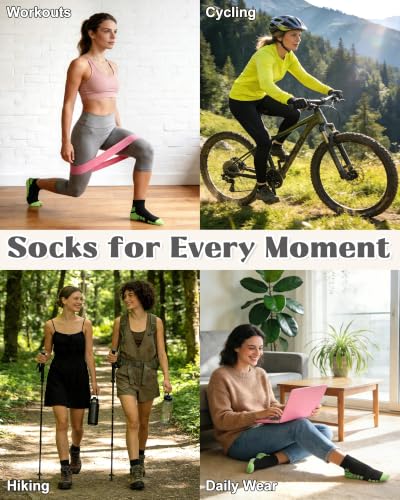 Ankle Compression Socks 5 Pairs for Women Hiking Sports - Purple Red Green Yellow Sky Blue