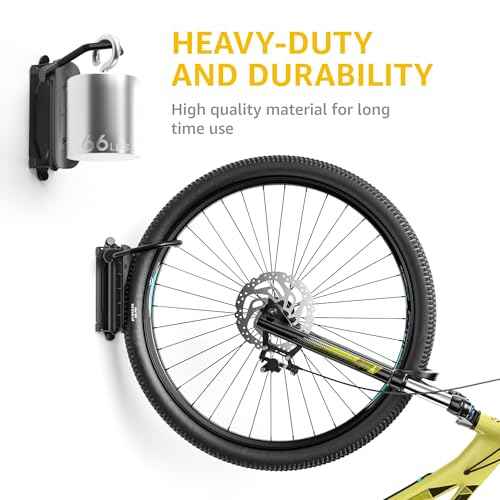 monTEK Swivel Bike Wall Mount, Bike Hangers for Garage, Space-Saving Vertical Bike Rack, Sturdy Bike Storage Rack Holds Up to 66lbs, Easy to Install, 2 Pack