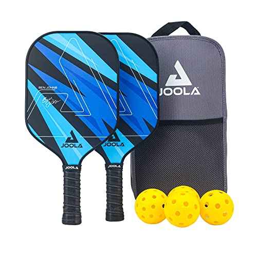 JOOLA Pickleball Paddles Set of 2 ? Multiple Colors - Reinforced Fiberglass Surface ? Lightweight, Durable, Beginner-Friendly Racket Design ? Set Includes Balls & Bag ? USAP Approved