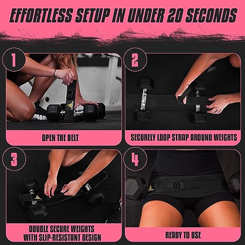Black Adjustable Hip Thrust Belt for Glute Workouts - Portable Weight Belt
