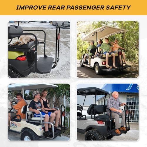 Heavy Duty Golf Cart Rear Seat Safety Grab Bar with Reflector - Universal Fit