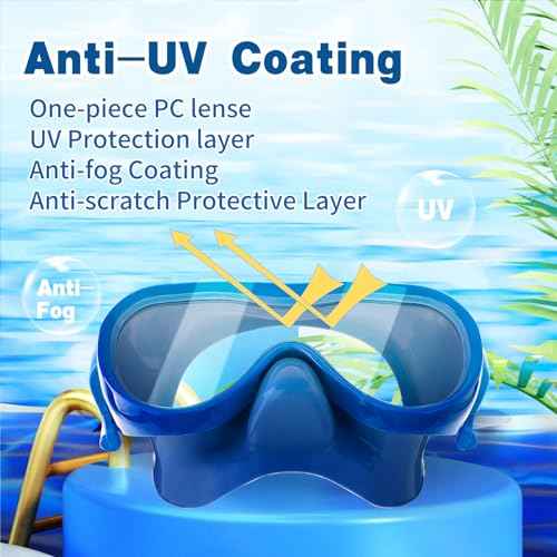 Kids Swim Goggles, Anti-Leak Snork Mask with Nose Cover & Elastic Fabric Strap, UV Protection Swimming Goggles for Kids Boys Girls