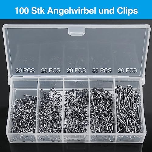 100 Pcs Fishing Swivels with Carabiner, Quick Change Barrel Connectors for Saltwater & Freshwater Fishing