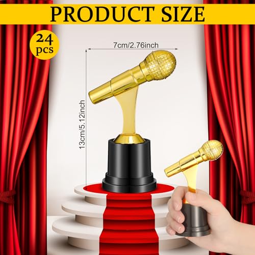 Gold Microphone Trophy Set - 24pcs Microphone Music Awards Decorations