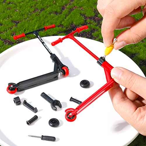 Civaner 22 Pcs Mini Finger Scooter Toys Skateboards for Fingers Tech Scooter Bike with Two Wheels for Desk Interactive Toys(Red, Black)