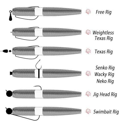 40PCS Wacky Worm Soft Plastic Baits Kit - 5.5 Inch Saltwater & Freshwater Bass Lures