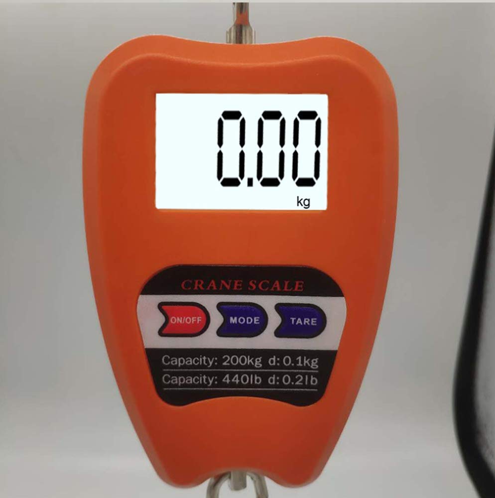 Hanging Weight Scale Industrial Heavy Duty for Farm, Hunting, Bow Draw Weight, Big Fish & Hoyer Lift with Accurate Sensor Digital, Professional (440LBS Orange)