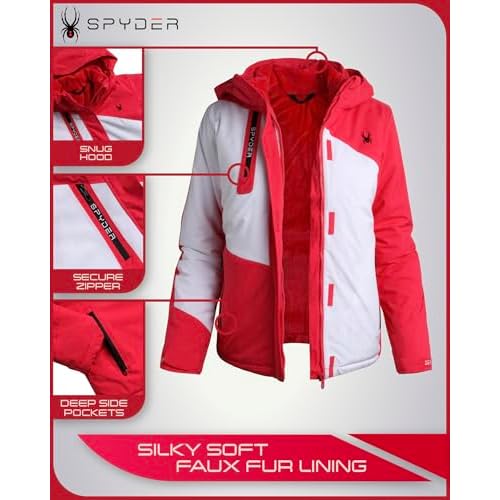 Spyder Womens Ski Jacket - Faux Fur Lined Insulated 3 in 1 Puffer Jacket - Reversible Quilted Winter Coats for Women